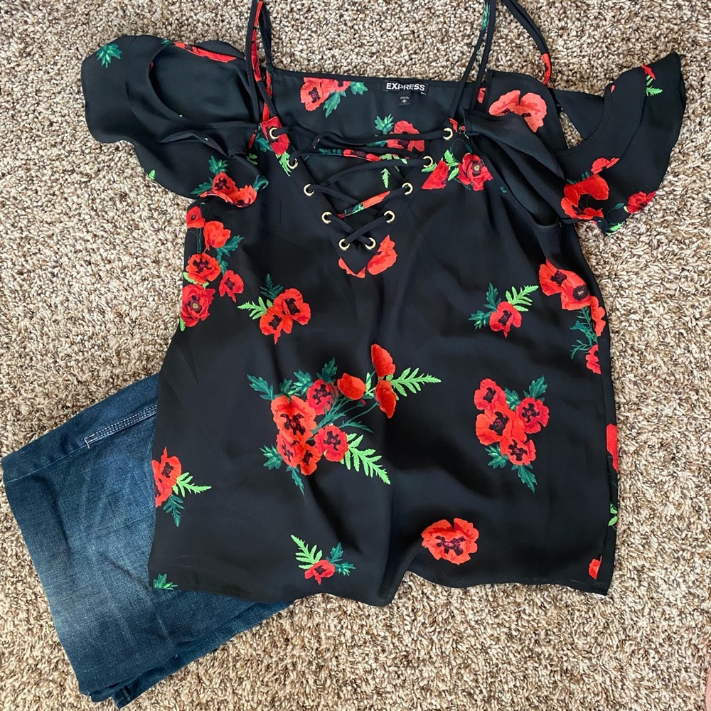 Express Floral off the shoulder dress top